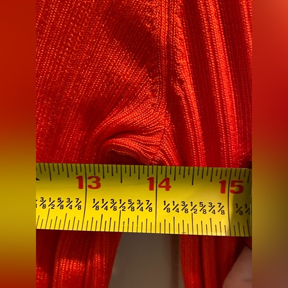 NEW Rag & Bone Top Long Sleeve Ribbed Lightweight MEDIUM Fall Orange Stretch - Picture 6 of 10